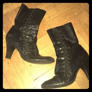 Black leather ankle boots